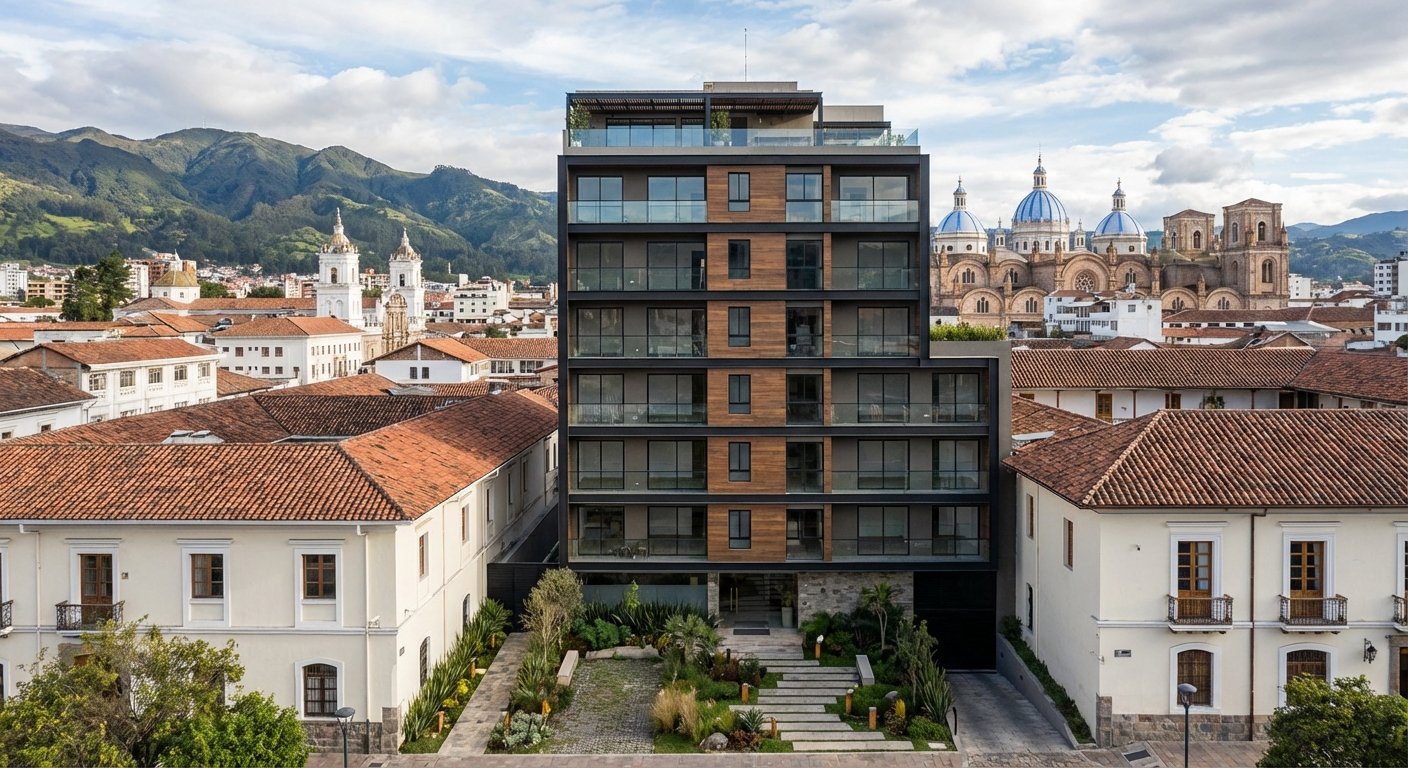 Edificio de apartamentos modernos en Cuenca Ecuador - Imagen ilustrativa