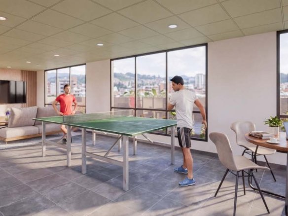 Sala de juegos con mesa de ping pong en Riviere