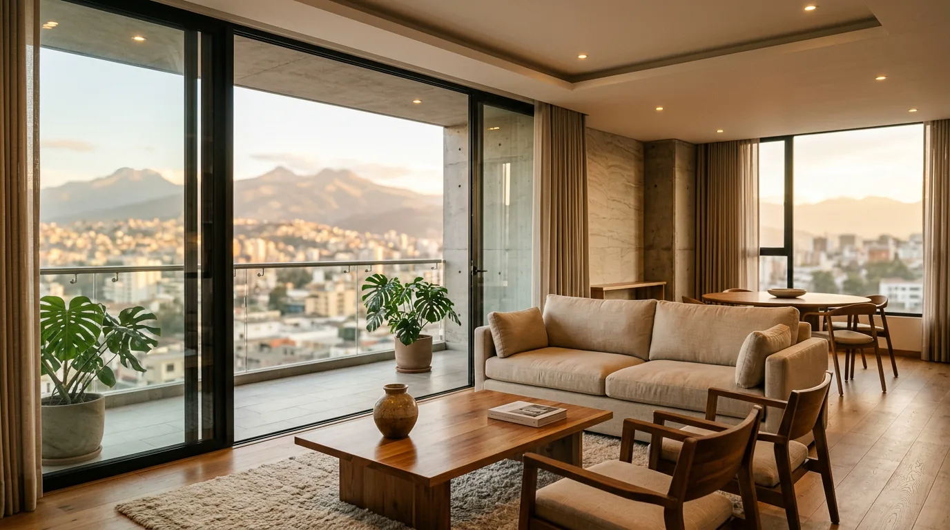 Departamento moderno con luz natural y acabados elegantes en Ecuador