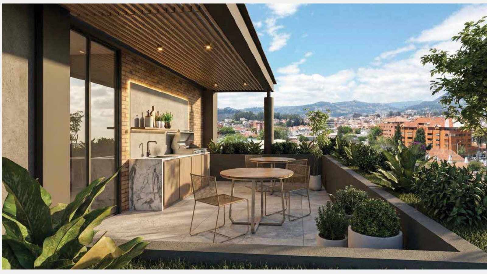 Terraza comunal con asador y vista a Cuenca en AMAYO