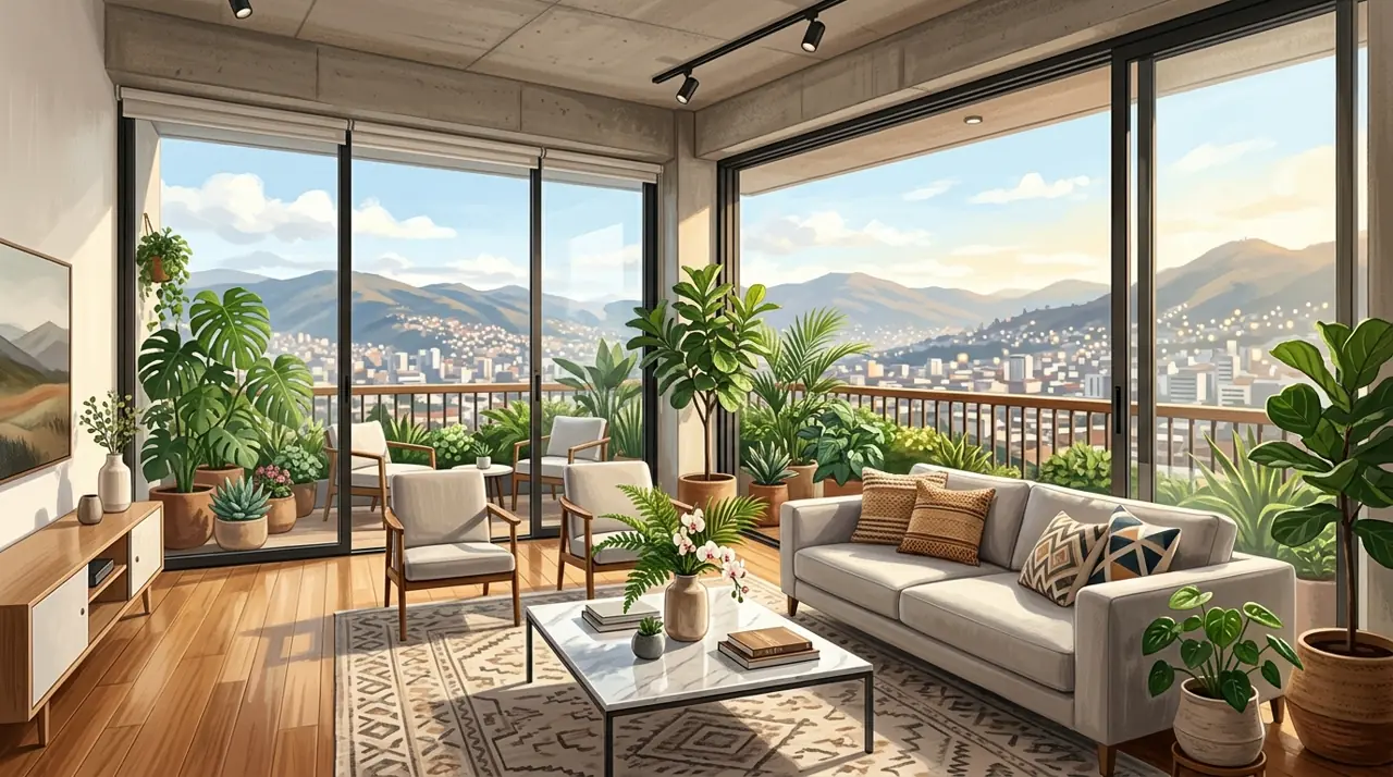 Departamento moderno y luminoso en Ecuador con entorno urbano y servicios cercanos